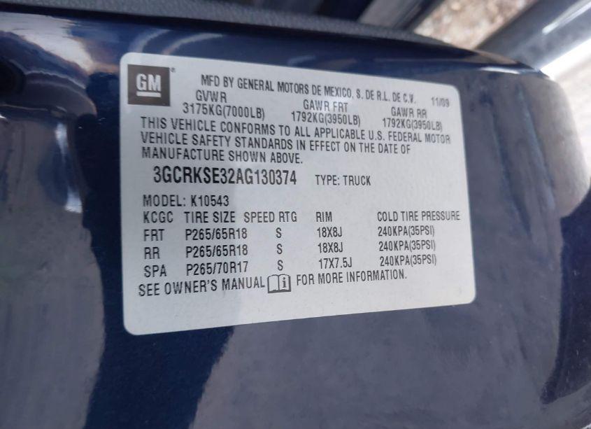 Photo 9 of 2010 Chevrolet Silverado 1500 LT (VIN 3GCRKSE32AG130374)