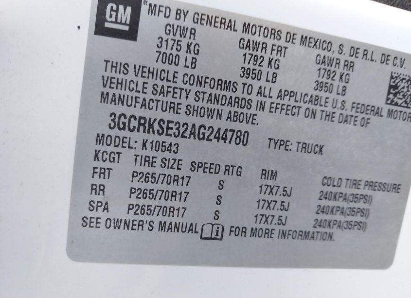 Photo 9 of 2010 Chevrolet Silverado 1500 LT (VIN 3GCRKSE32AG244780)