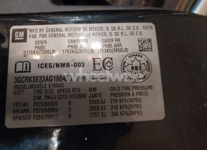 Photo 9 of 2010 Chevrolet Silverado 1500 LT (VIN 3GCRKSE33AG188493)