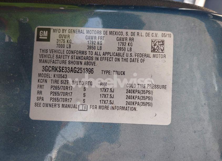 Photo 9 of 2010 Chevrolet Silverado 1500 LT (VIN 3GCRKSE33AG251396)