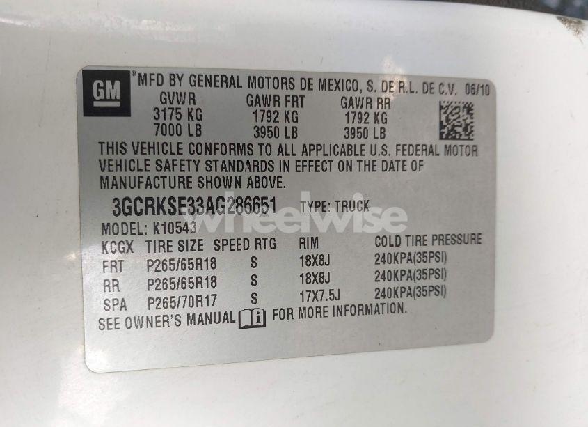 Photo 9 of 2010 Chevrolet Silverado 1500 LT (VIN 3GCRKSE33AG286651)