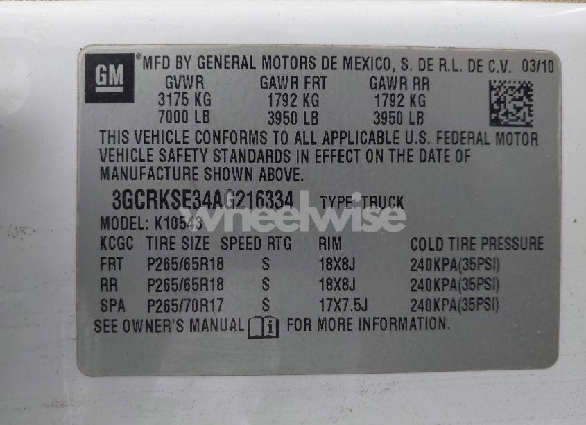 Photo 9 of 2010 Chevrolet Silverado 1500 LT (VIN 3GCRKSE34AG216334)