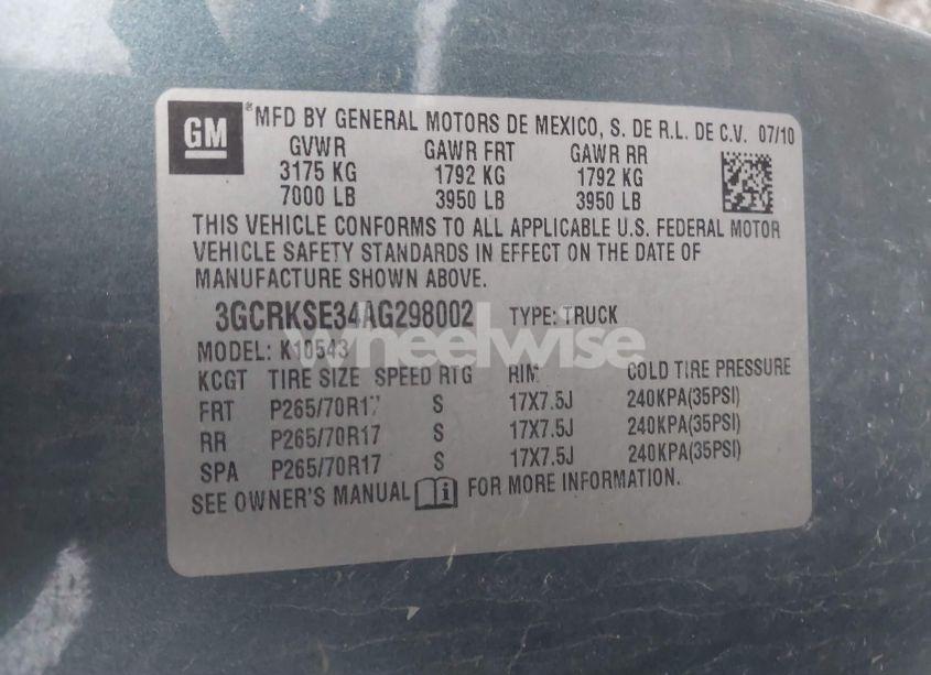 Photo 9 of 2010 Chevrolet Silverado 1500 LT (VIN 3GCRKSE34AG298002)