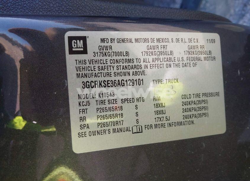 Photo 9 of 2010 Chevrolet Silverado 1500 LT (VIN 3GCRKSE36AG129101)