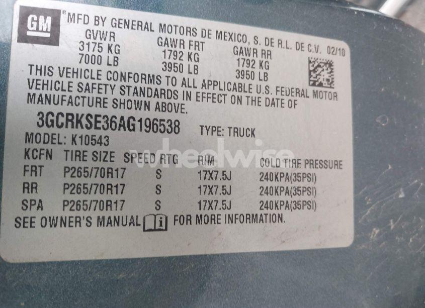 Photo 9 of 2010 Chevrolet Silverado 1500 LT (VIN 3GCRKSE36AG196538)