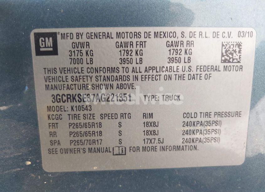 Photo 9 of 2010 Chevrolet Silverado 1500 LT (VIN 3GCRKSE37AG221351)