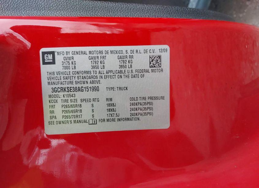 Photo 9 of 2010 Chevrolet Silverado 1500 LT (VIN 3GCRKSE38AG151990)