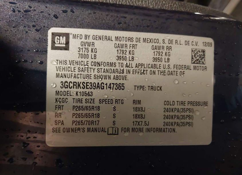 Photo 9 of 2010 Chevrolet Silverado 1500 LT (VIN 3GCRKSE39AG147365)