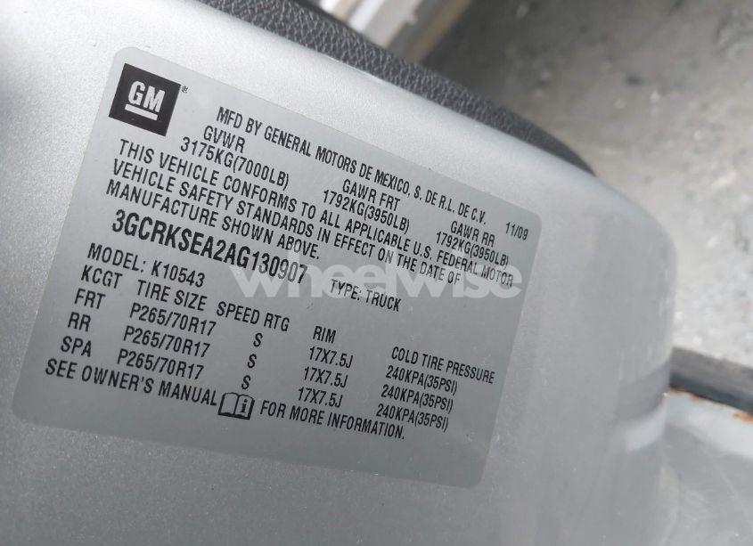 Photo 9 of 2010 Chevrolet Silverado 1500 LT (VIN 3GCRKSEA2AG130907)