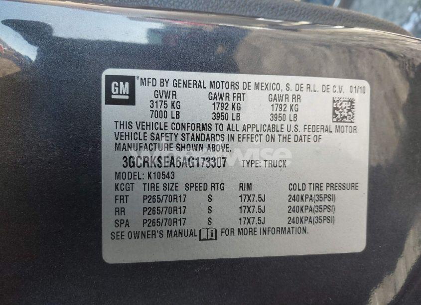 Photo 9 of 2010 Chevrolet Silverado 1500 LT (VIN 3GCRKSEA6AG173307)