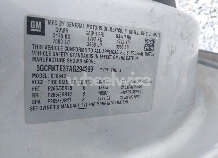 Photo 9 of 2010 Chevrolet Silverado 1500 LTZ (VIN 3GCRKTE37AG294399)