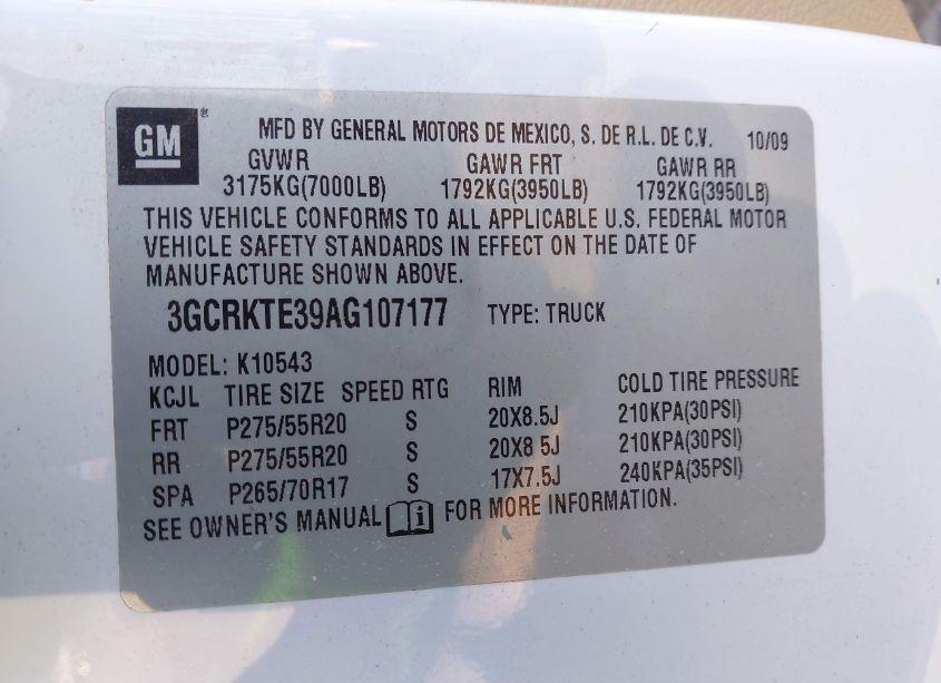 Photo 9 of 2010 Chevrolet Silverado 1500 LTZ (VIN 3GCRKTE39AG107177)