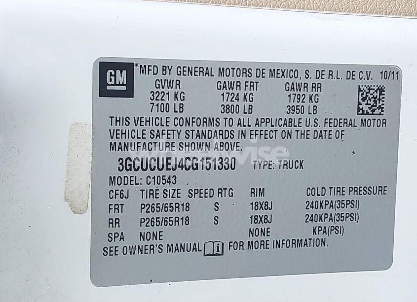 Photo 9 of 2012 Chevrolet Silverado 1500 HYBRID 1HY (VIN 3GCUCUEJ4CG151330)