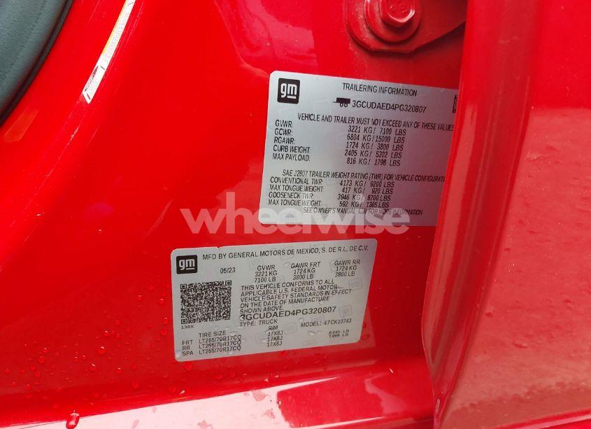 Photo 9 of 2023 Chevrolet Silverado 1500 4WD STANDARD BED WT (VIN 3GCUDAED4PG320807)