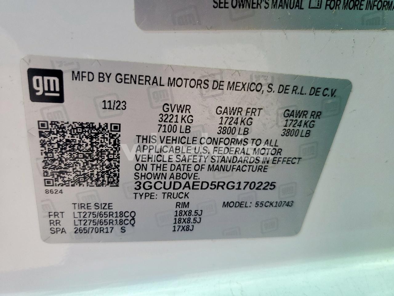 Photo 12 of 2024 CHEVROLET SILVERADO K1500 (VIN 3GCUDAED5RG170225)