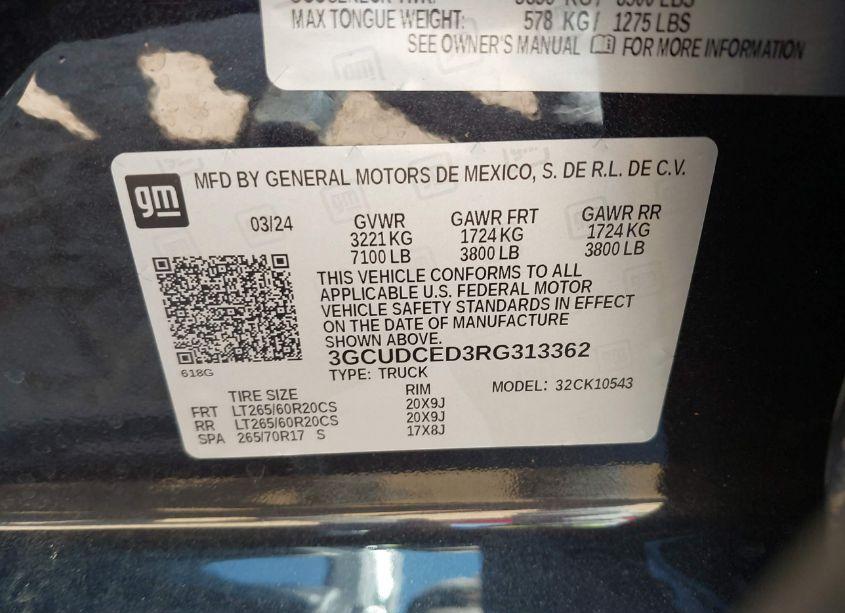 Photo 9 of 2024 Chevrolet Silverado 1500 4WD SHORT BED CUSTOM TRAIL BOSS (VIN 3GCUDCED3RG313362)