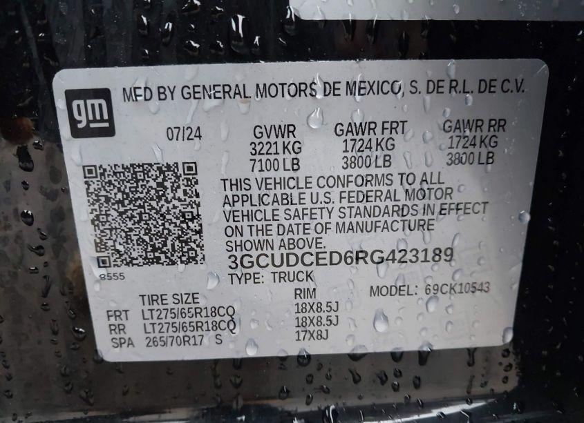 Photo 9 of 2024 Chevrolet Silverado 1500 4WD SHORT BED CUSTOM TRAIL BOSS (VIN 3GCUDCED6RG423189)