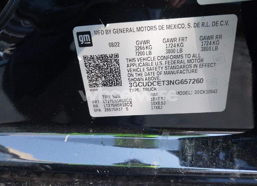 Photo 9 of 2022 Chevrolet Silverado 1500 4WD SHORT BED CUSTOM TRAIL BOSS (VIN 3GCUDCET3NG657260)