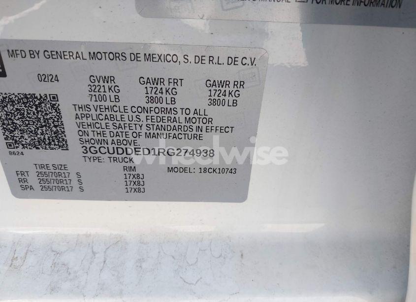 Photo 9 of 2024 Chevrolet Silverado 1500 4WD STANDARD BED LT (VIN 3GCUDDED1RG274938)