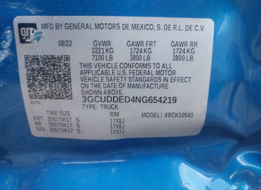Photo 9 of 2022 Chevrolet Silverado 1500 4WD STANDARD BED LT (VIN 3GCUDDED4NG654219)