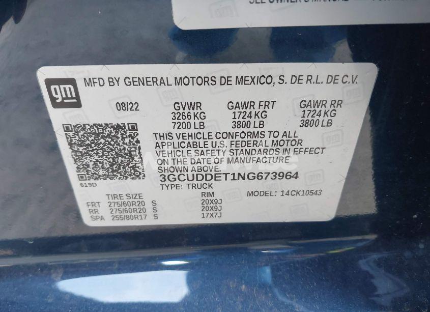 Photo 9 of 2022 Chevrolet Silverado 1500 4WD STANDARD BED LT (VIN 3GCUDDET1NG673964)