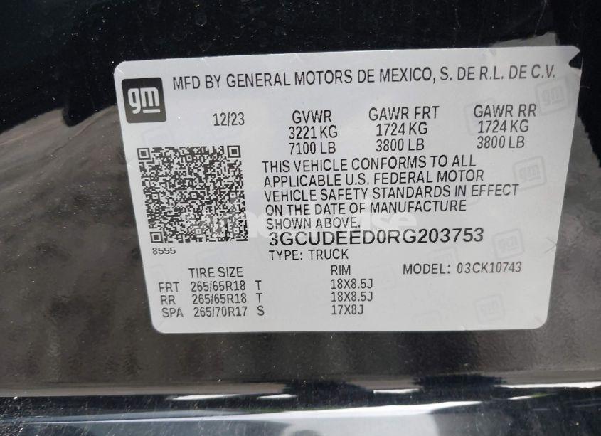 Photo 9 of 2024 Chevrolet Silverado 1500 4WD STANDARD BED RST (VIN 3GCUDEED0RG203753)