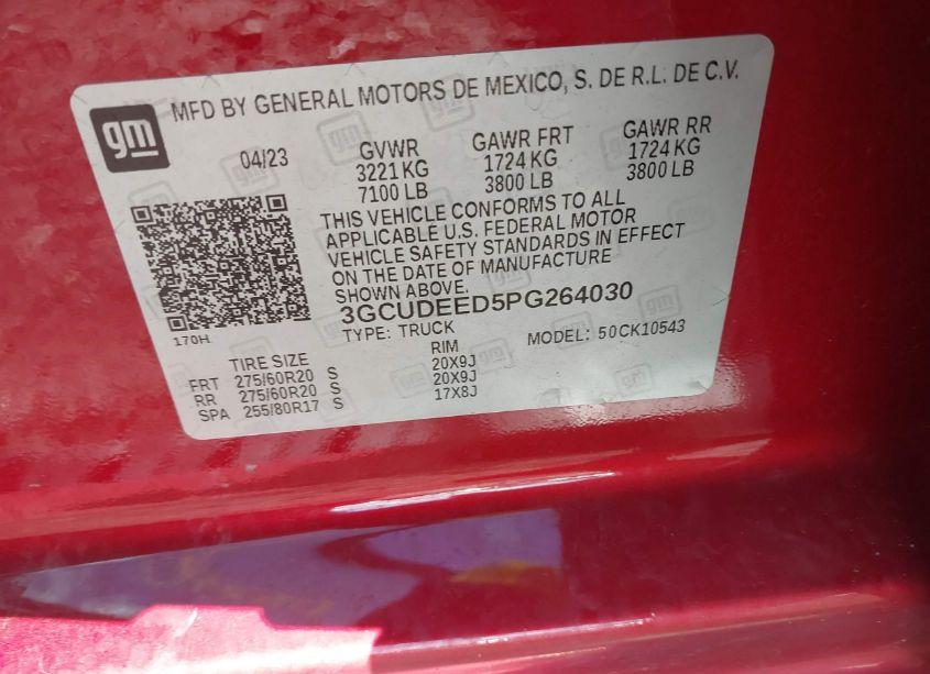 Photo 9 of 2023 Chevrolet Silverado 1500 4WD SHORT BED RST (VIN 3GCUDEED5PG264030)