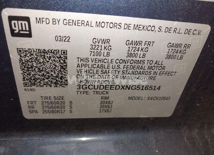 Photo 9 of 2022 Chevrolet Silverado 1500 4WD SHORT BED RST (VIN 3GCUDEEDXNG516514)