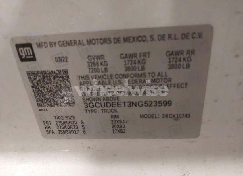 Photo 9 of 2022 Chevrolet Silverado 1500 4WD STANDARD BED RST (VIN 3GCUDEET3NG523599)