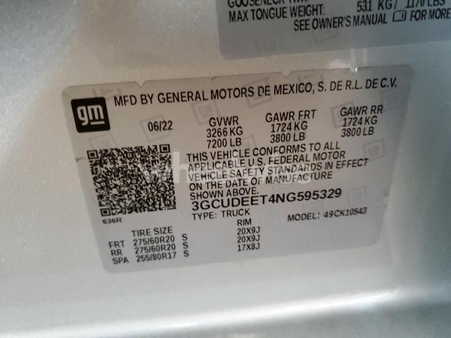 Photo 3 of 2022 CHEVROLET SILVERADO K1500 RST (VIN 3GCUDEET4NG595329)