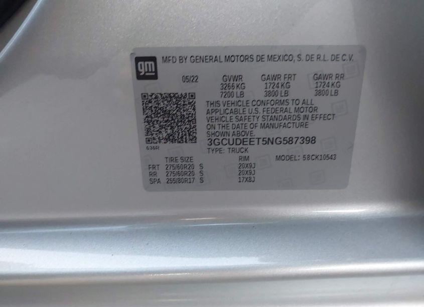 Photo 9 of 2022 Chevrolet Silverado 1500 4WD SHORT BED RST (VIN 3GCUDEET5NG587398)