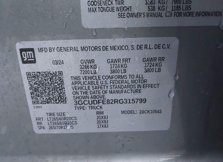 Photo 9 of 2024 Chevrolet Silverado 1500 4WD SHORT BED LT TRAIL BOSS (VIN 3GCUDFE82RG315799)