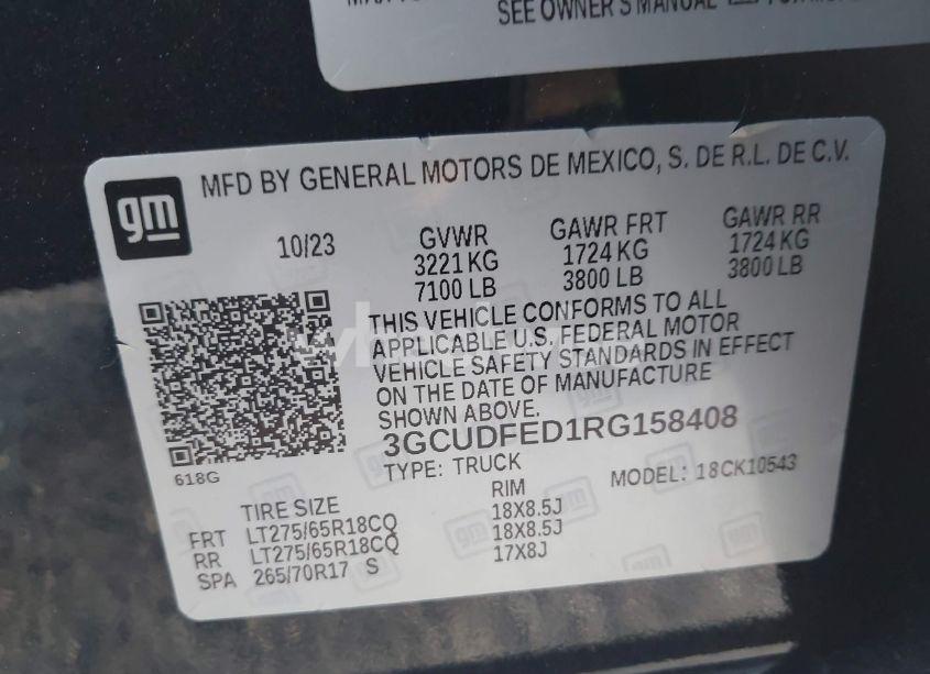 Photo 9 of 2024 Chevrolet Silverado 1500 4WD SHORT BED LT TRAIL BOSS (VIN 3GCUDFED1RG158408)