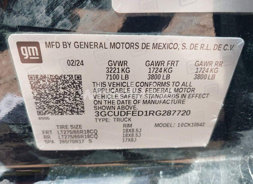 Photo 9 of 2024 Chevrolet Silverado 1500 4WD SHORT BED LT TRAIL BOSS (VIN 3GCUDFED1RG287720)