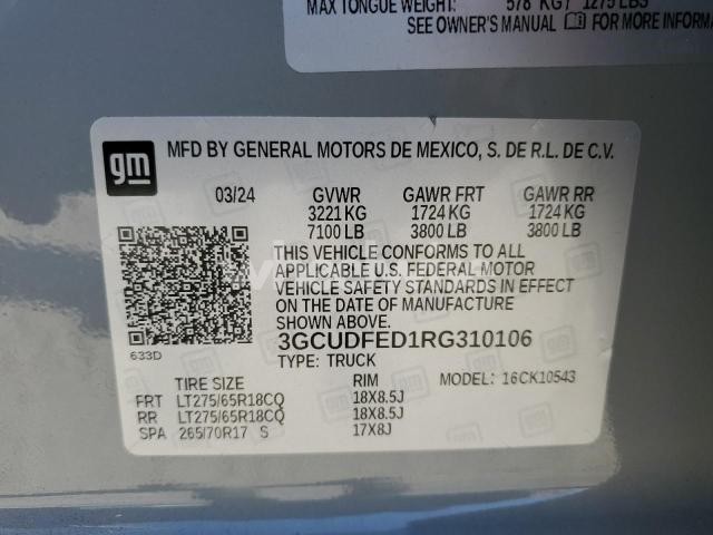 Photo 9 of 2024 CHEVROLET SILVERADO K1500 LT TRAIL BOSS (VIN 3GCUDFED1RG310106)