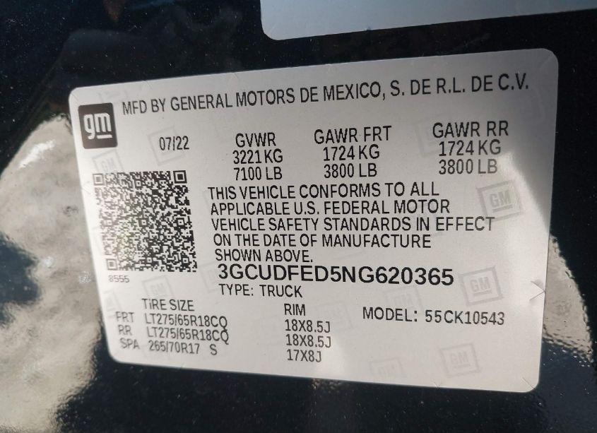 Photo 9 of 2022 Chevrolet Silverado 1500 4WD SHORT BED LT TRAIL BOSS (VIN 3GCUDFED5NG620365)