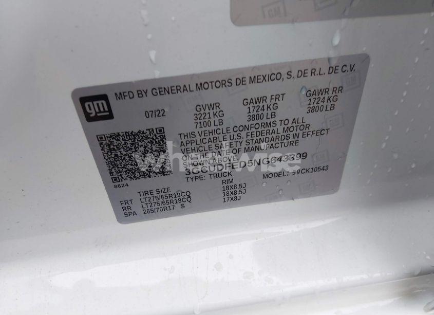 Photo 9 of 2022 Chevrolet Silverado 1500 4WD SHORT BED LT TRAIL BOSS (VIN 3GCUDFED5NG643399)