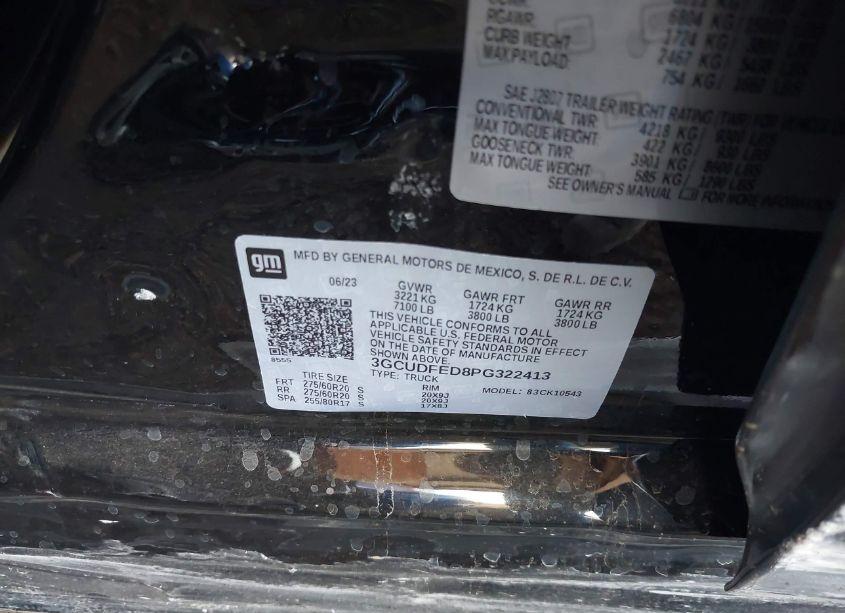 Photo 9 of 2023 Chevrolet Silverado 1500 4WD SHORT BED LT TRAIL BOSS (VIN 3GCUDFED8PG322413)