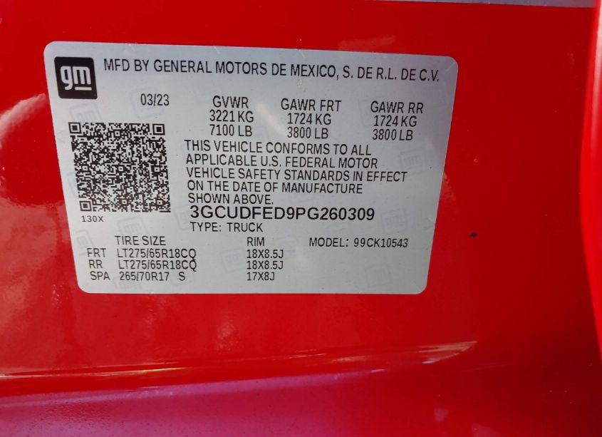 Photo 9 of 2023 Chevrolet Silverado 1500 4WD SHORT BED LT TRAIL BOSS (VIN 3GCUDFED9PG260309)