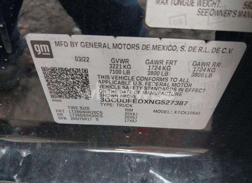 Photo 9 of 2022 Chevrolet Silverado 1500 4WD SHORT BED LT TRAIL BOSS (VIN 3GCUDFEDXNG527387)