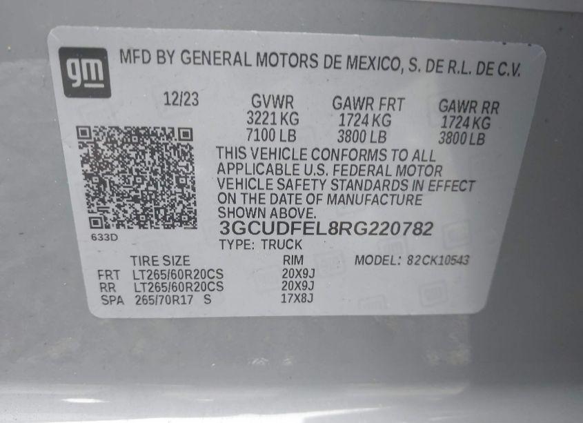 Photo 9 of 2024 Chevrolet Silverado 1500 4WD SHORT BED LT TRAIL BOSS (VIN 3GCUDFEL8RG220782)