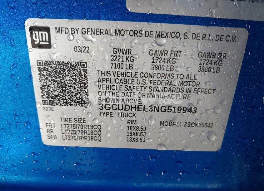 Photo 9 of 2022 Chevrolet Silverado 1500 4WD SHORT BED ZR2 (VIN 3GCUDHEL3NG519943)