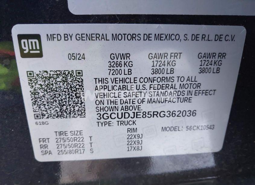 Photo 9 of 2024 Chevrolet Silverado 1500 (VIN 3GCUDJE85RG362036)