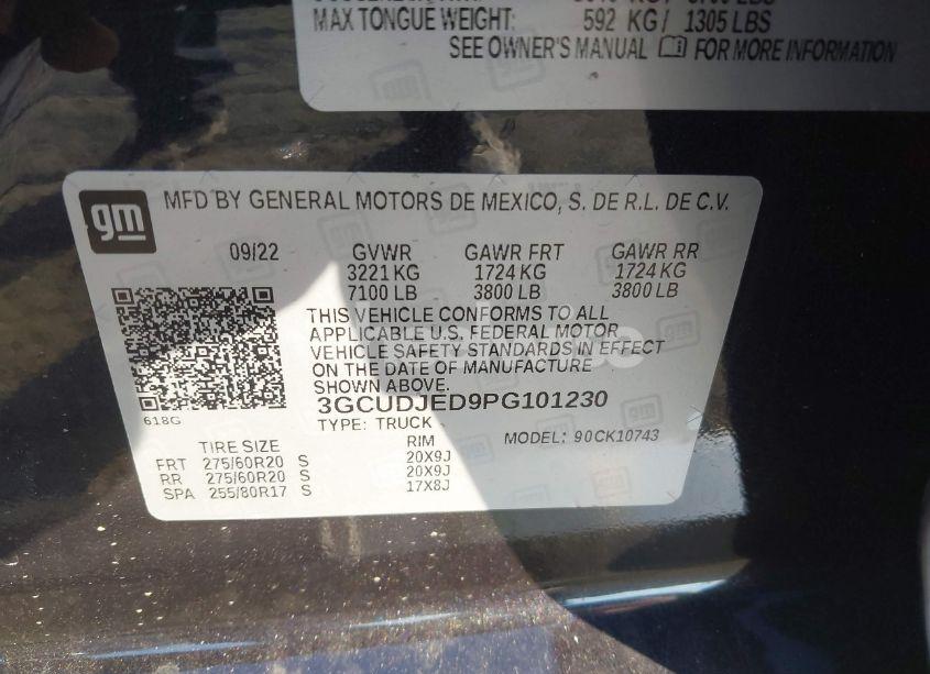 Photo 9 of 2023 Chevrolet Silverado 1500 4WD STANDARD BED HIGH COUNTRY (VIN 3GCUDJED9PG101230)