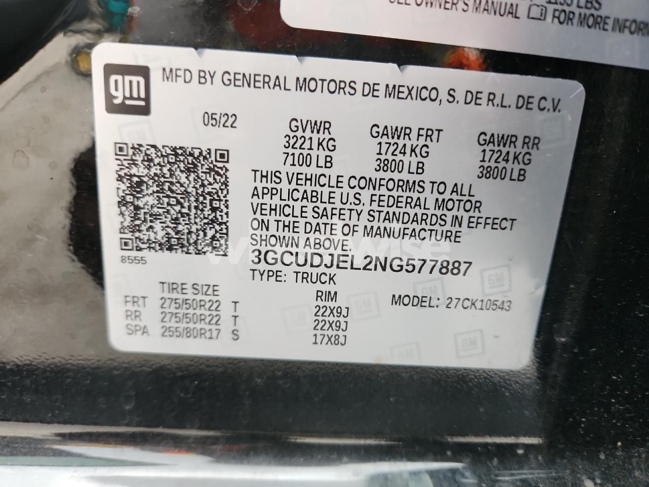 Photo 12 of 2022 CHEVROLET SILVERADO K1500 HIGH COUNTRY (VIN 3GCUDJEL2NG577887)