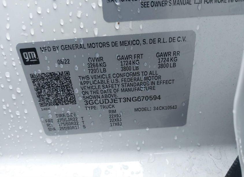 Photo 9 of 2022 Chevrolet Silverado 1500 4WD SHORT BED HIGH COUNTRY (VIN 3GCUDJET3NG670594)