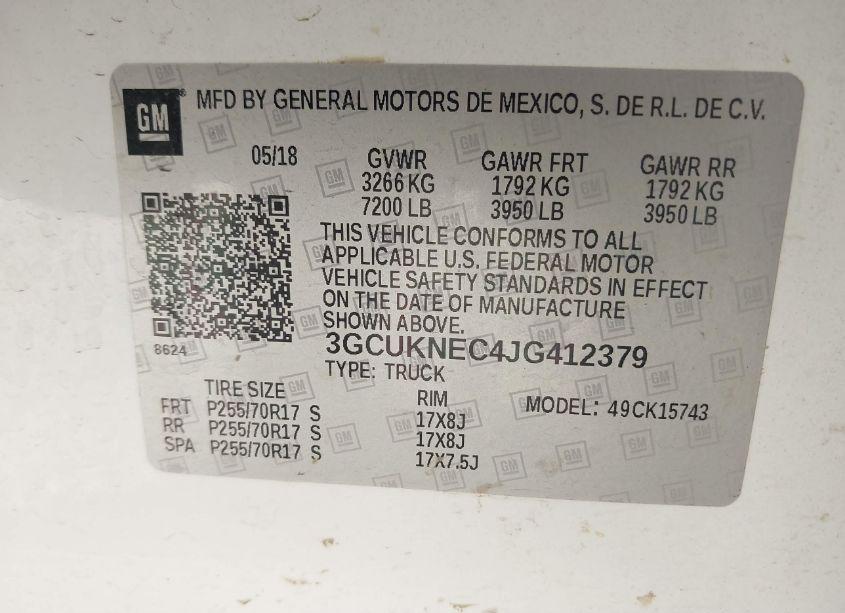 Photo 9 of 2018 Chevrolet Silverado 1500 WT (VIN 3GCUKNEC4JG412379)