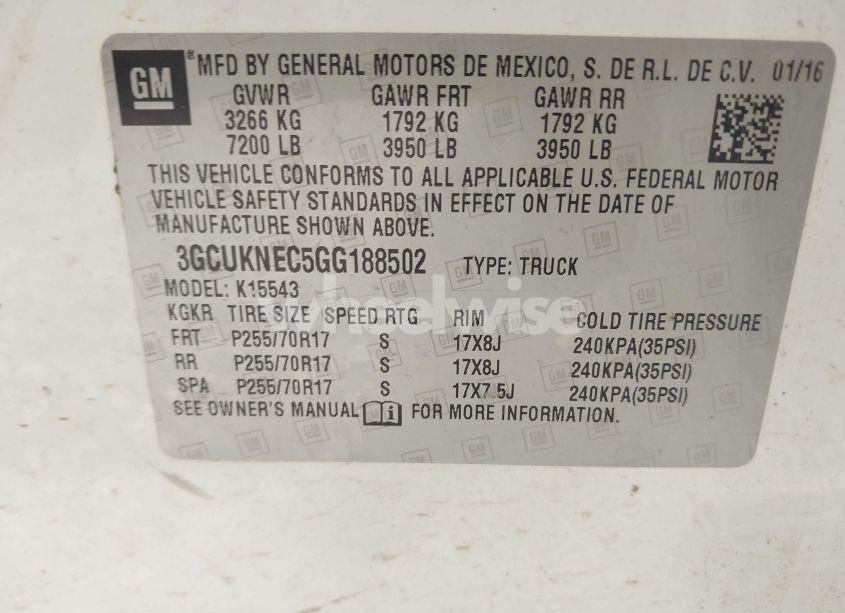 Photo 9 of 2016 Chevrolet Silverado 1500 WT (VIN 3GCUKNEC5GG188502)