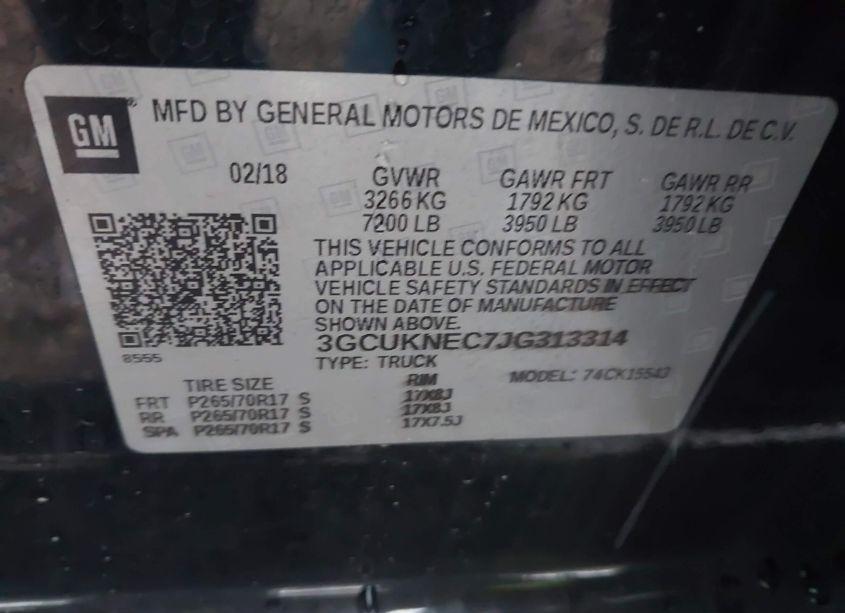 Photo 9 of 2018 Chevrolet Silverado 1500 WT (VIN 3GCUKNEC7JG313314)