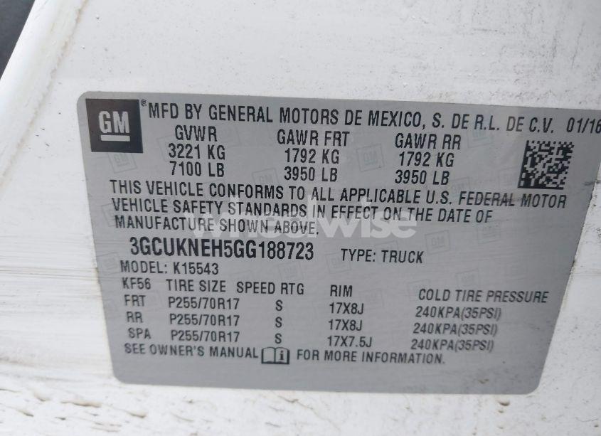 Photo 9 of 2016 Chevrolet Silverado 1500 WT (VIN 3GCUKNEH5GG188723)